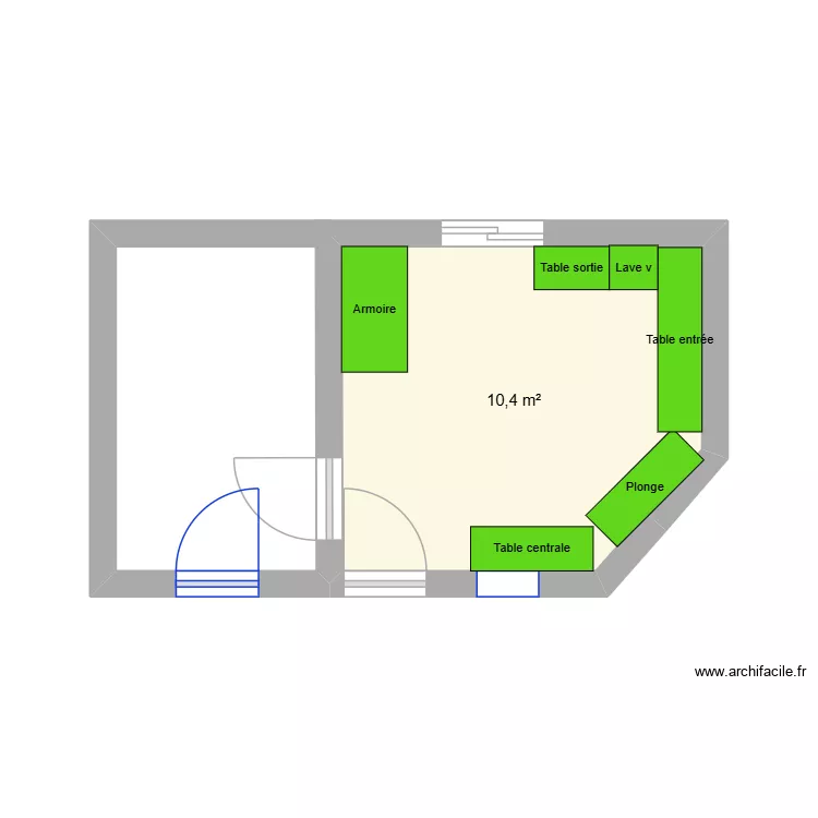 Plonge apres. Plan de 1 et 10 m² Plonge apres. Plan de 1 et 10 m²