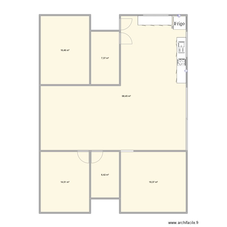 plan deparmento. Plan de 6 pièces et 133 m2