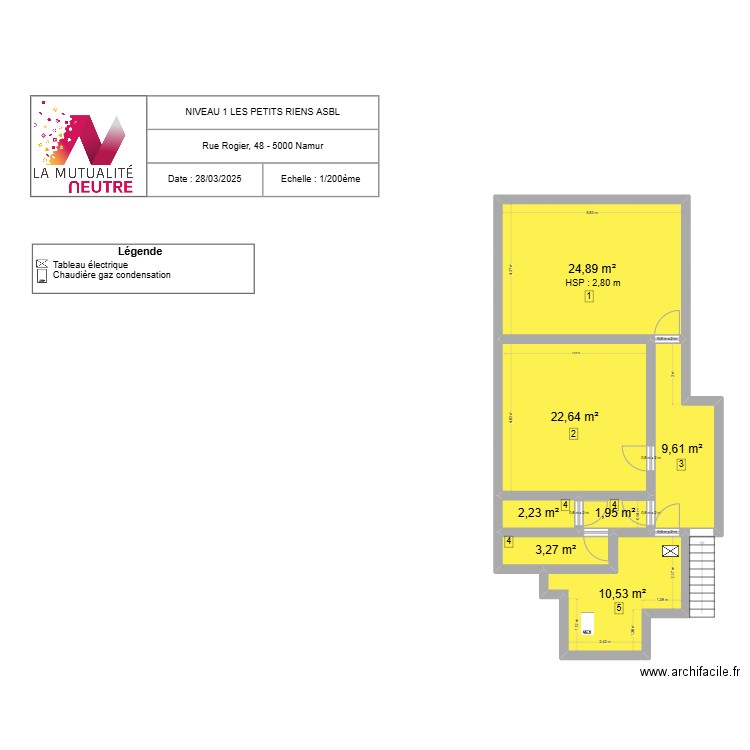 NIVEAU 1 PETITS RIENS. Plan de 7 pièces et 75 m2