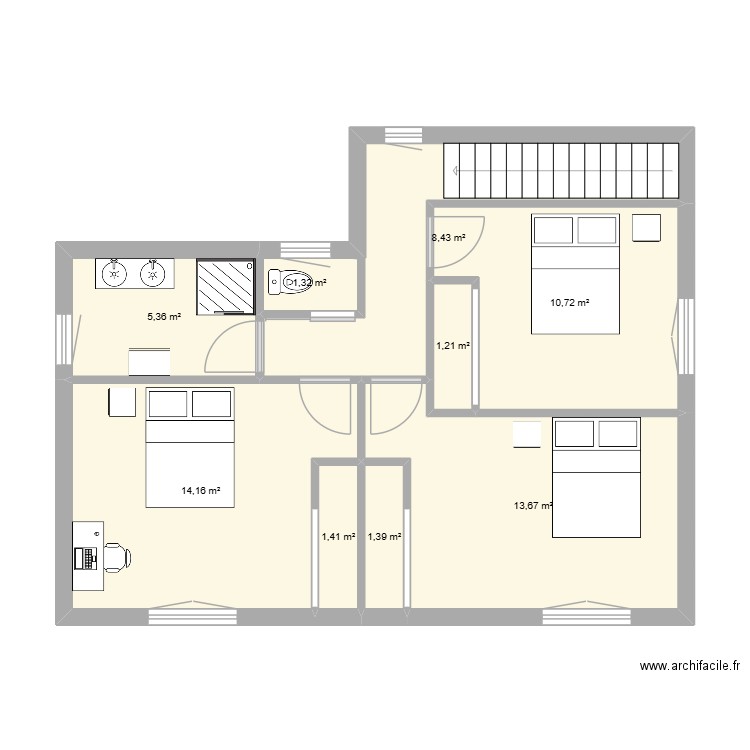 ML surelevation4. Plan de 9 pièces et 58 m2