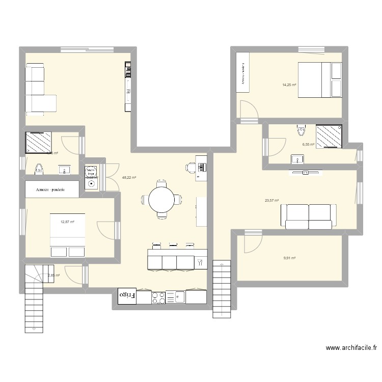 Iris 2A dupex patio. Plan de 9 pièces et 124 m2