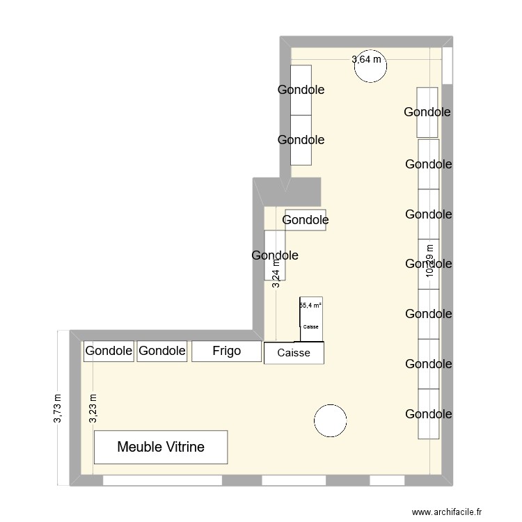 sans zone evier. Plan de 1 pièce et 55 m2