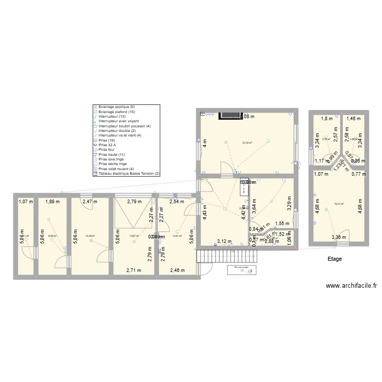 Evras. Plan de 11 pièces et 131 m2