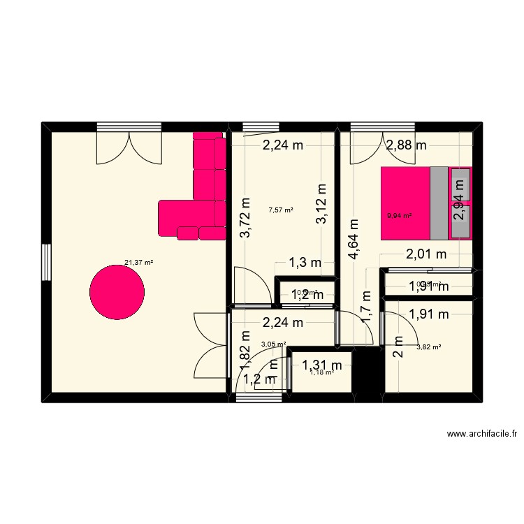 evry. Plan de 9 pièces et 49 m2