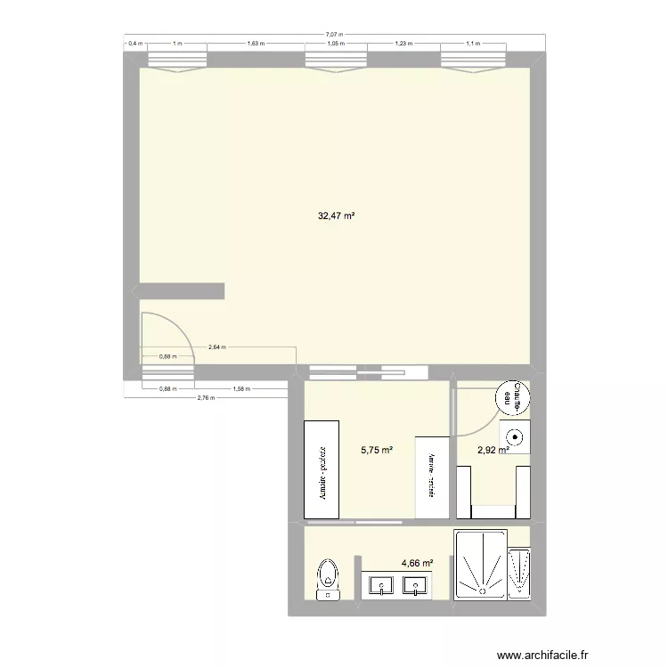 SDB1. Plan de 4 et 46 m² SDB1. Plan de 4 et 46 m²
