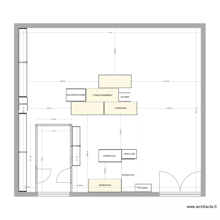 ESAPCE DE TRAVAIL. Plan de 2  et 108 m²