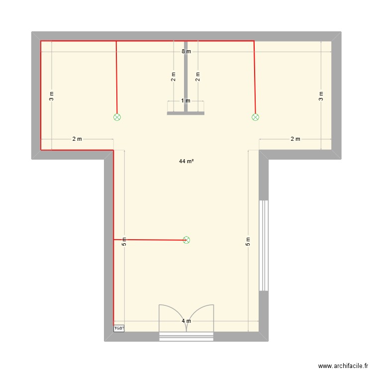 plan CONTROLE  M.martin. Plan de 1 pièce et 44 m2