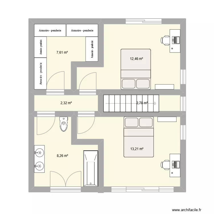ETAGE KAYA. Plan de 6 Pièces et 47 m²