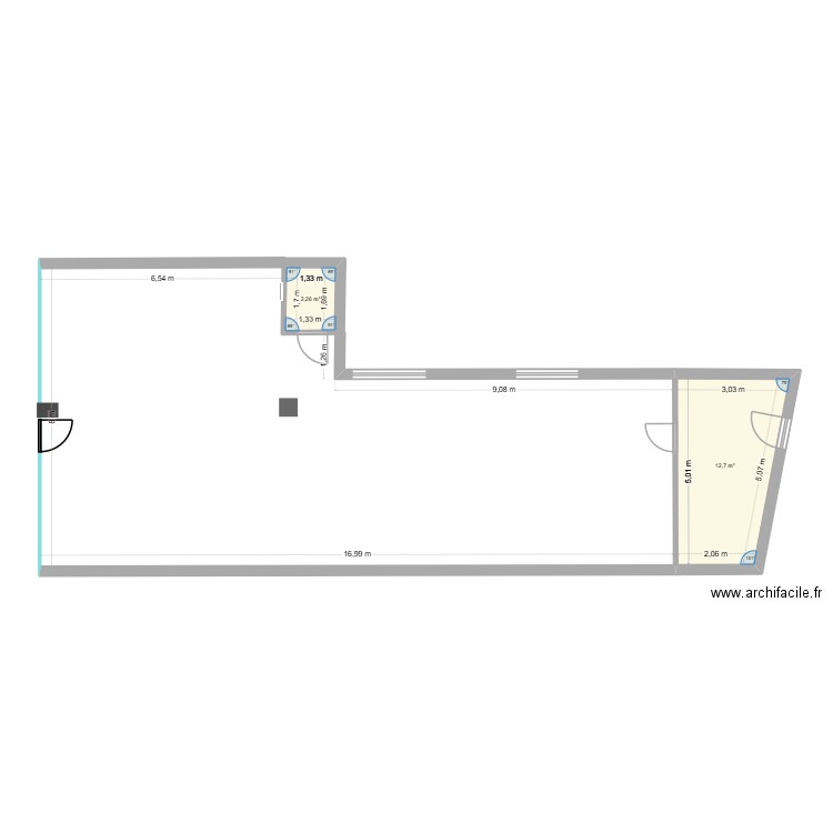 boutique St Brévin. Plan de 2 pièces et 15 m2
