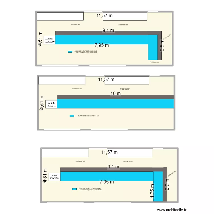 SFC. Plan de 3  et 156 m²