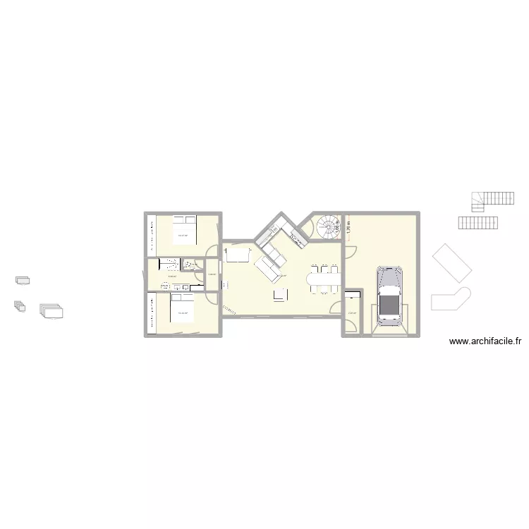 maison  4*8*3. Plan de 9  et 121 m²