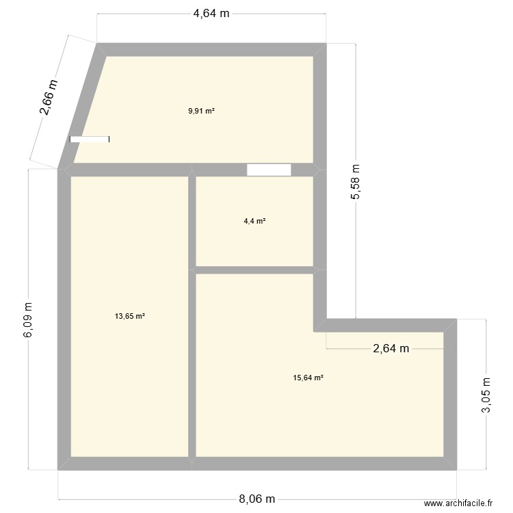 coulonge / charente r+1. Plan de 4 pièces et 44 m2