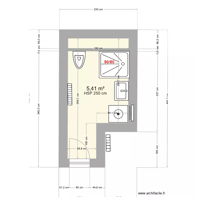 Rez - GAUCHE 2pcs. Plan de 1 Pièce et 5 m² Rez - GAUCHE 2pcs. Plan de 1 Pièce et 5 m²