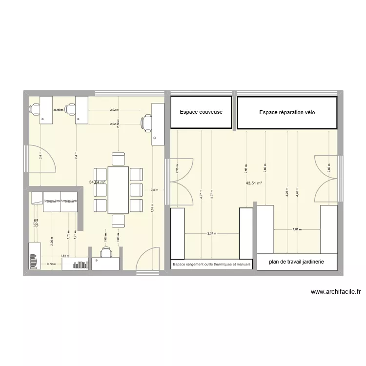 Atelier espaces verts 2. Plan de 2  et 78 m²