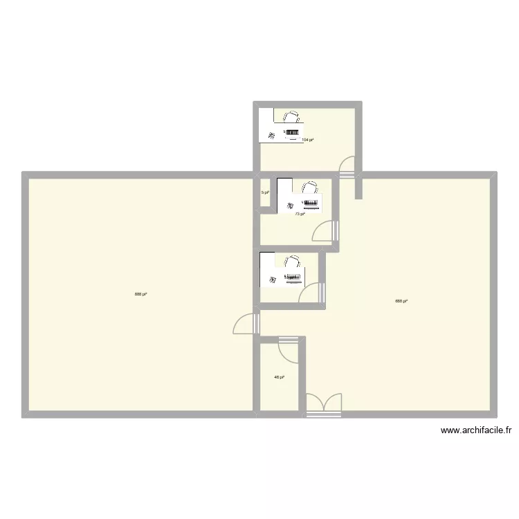 Magasin FDS2. Plan de 7  et 172 m²