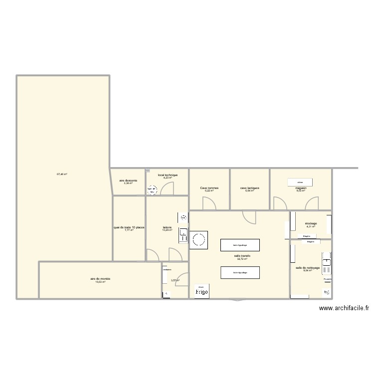 Fromagerie Emilie Sanchez. Plan de 13 pièces et 181 m2