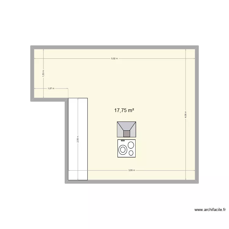 cuisine AF. Plan de 1  et 18 m²