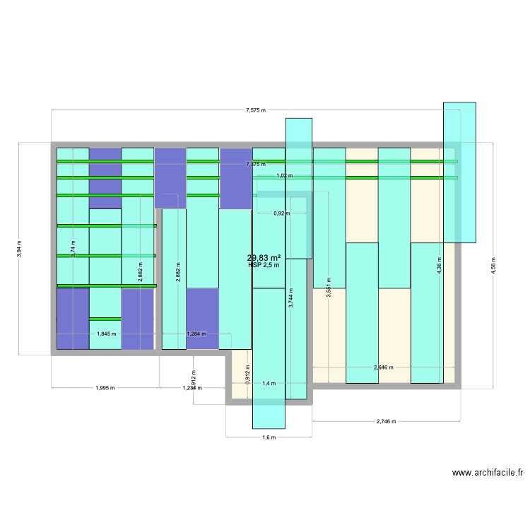 Chambre Charlie. Plan de 1 pièce et 30 m2