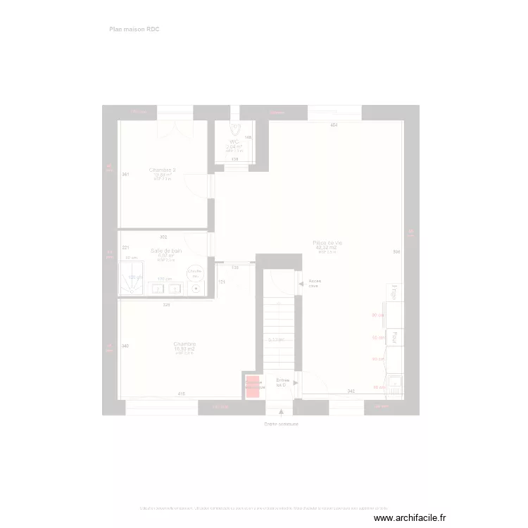 Plan RDC maison. Plan de 
