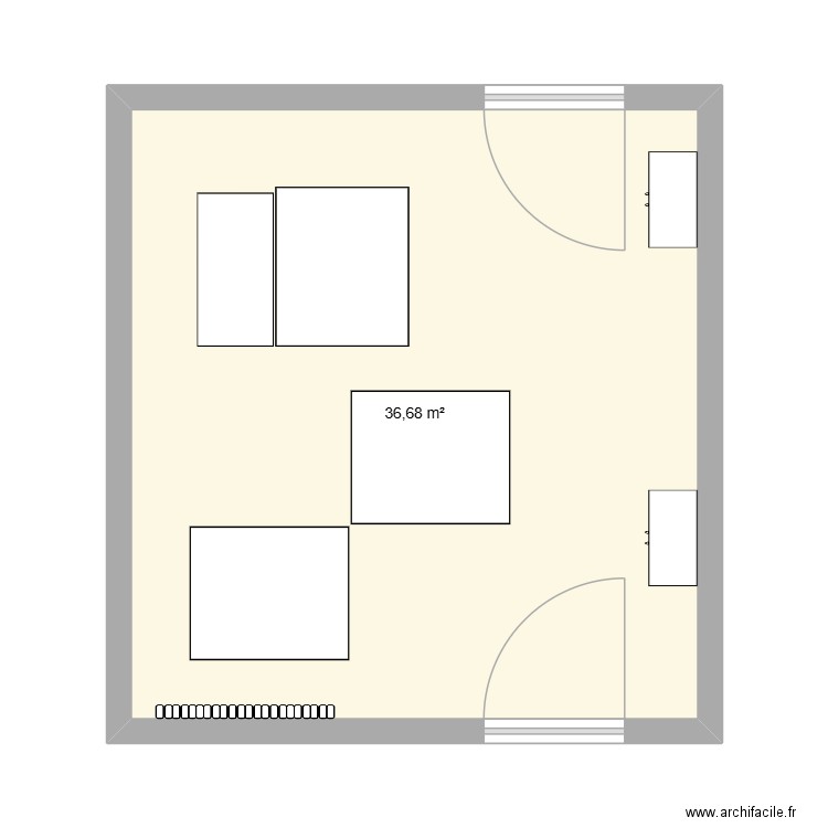bureau. Plan de 1 pièce et 37 m2