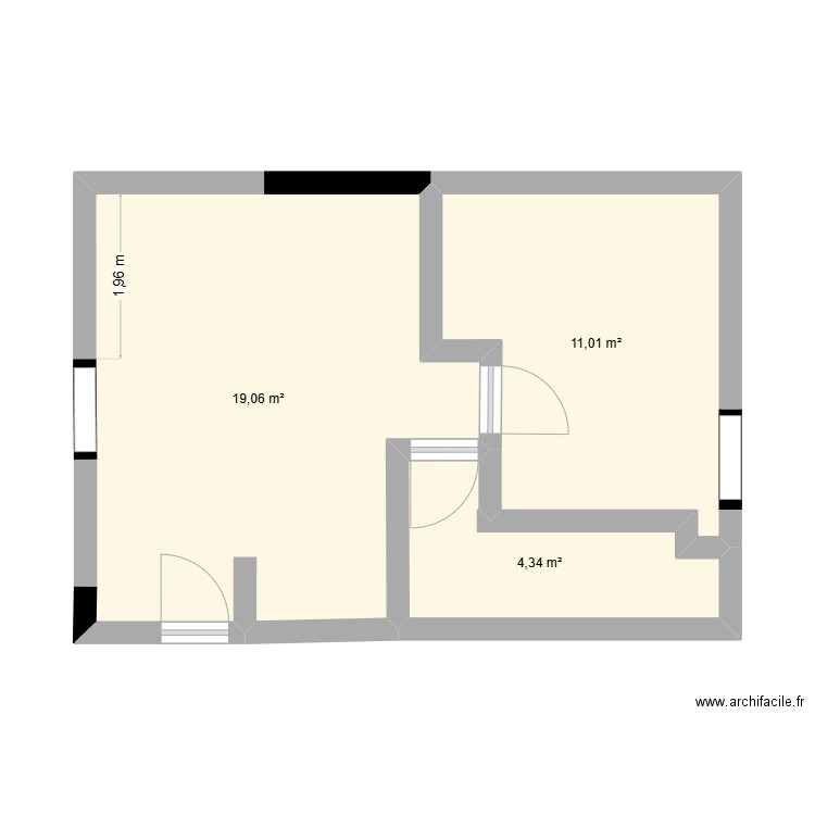 appart 2d. Plan de 3 pièces et 34 m2
