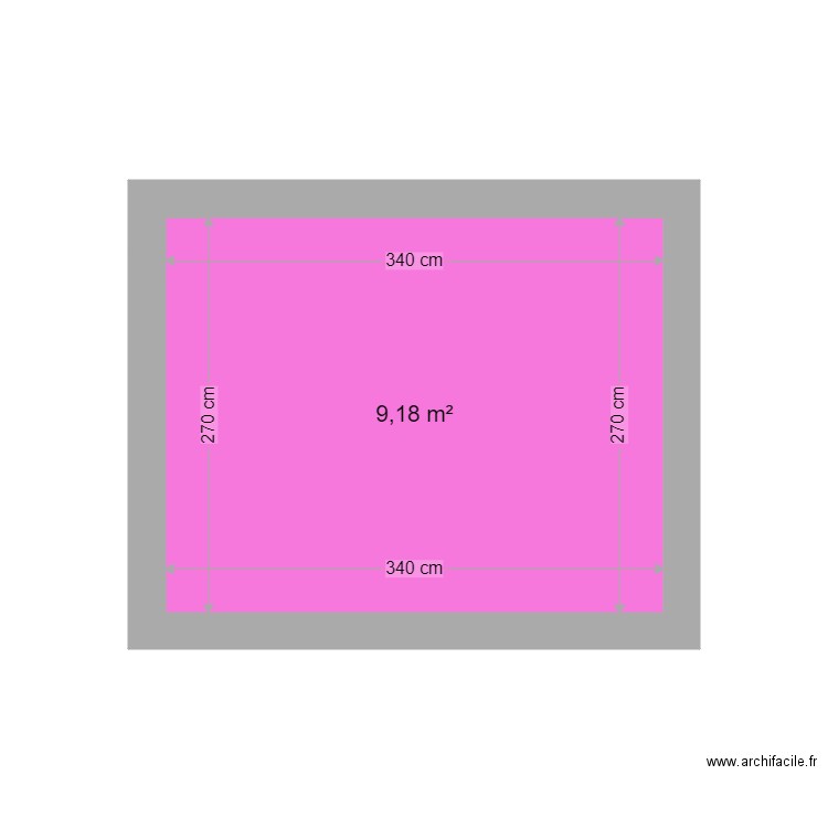 plafond tendue chambre. Plan de 1 pièce et 9 m2