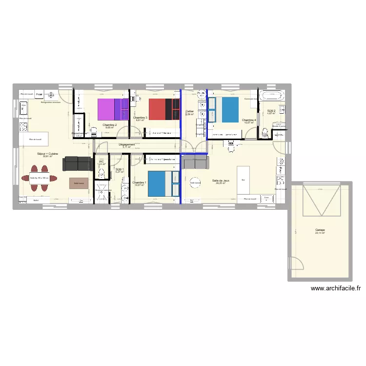 plan arlogis v3 garage d&eacute;port&eacute;. Plan de 13  et 143 m²