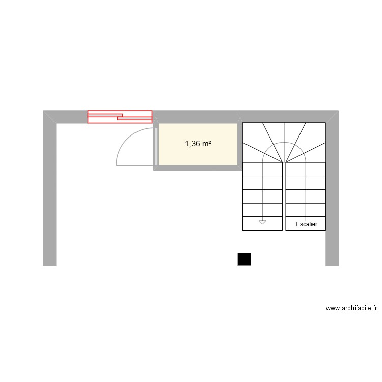 salon. Plan de 1 pièce et 1 m2