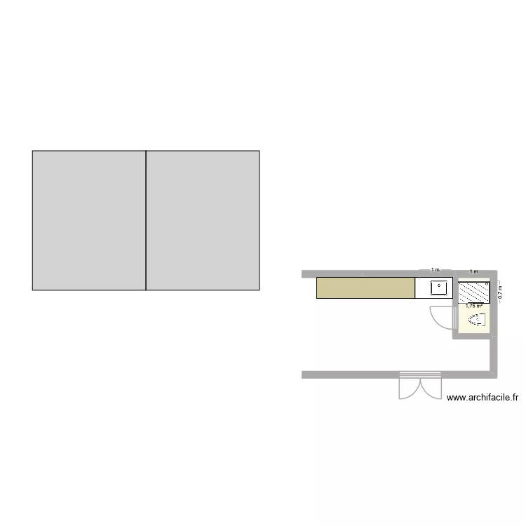 cabanon. Plan de 1  et 2 m²