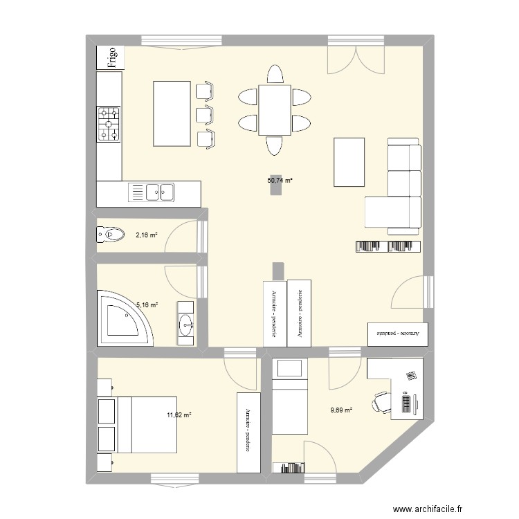 Appartement 2. Plan de 5 pièces et 79 m2