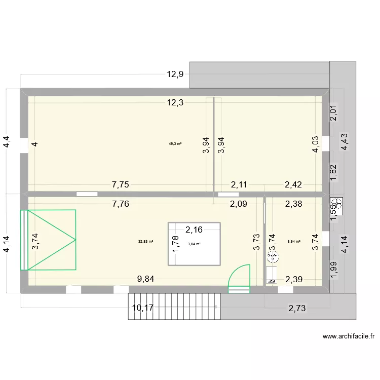 garage existant. Plan de 16  et 285 m²