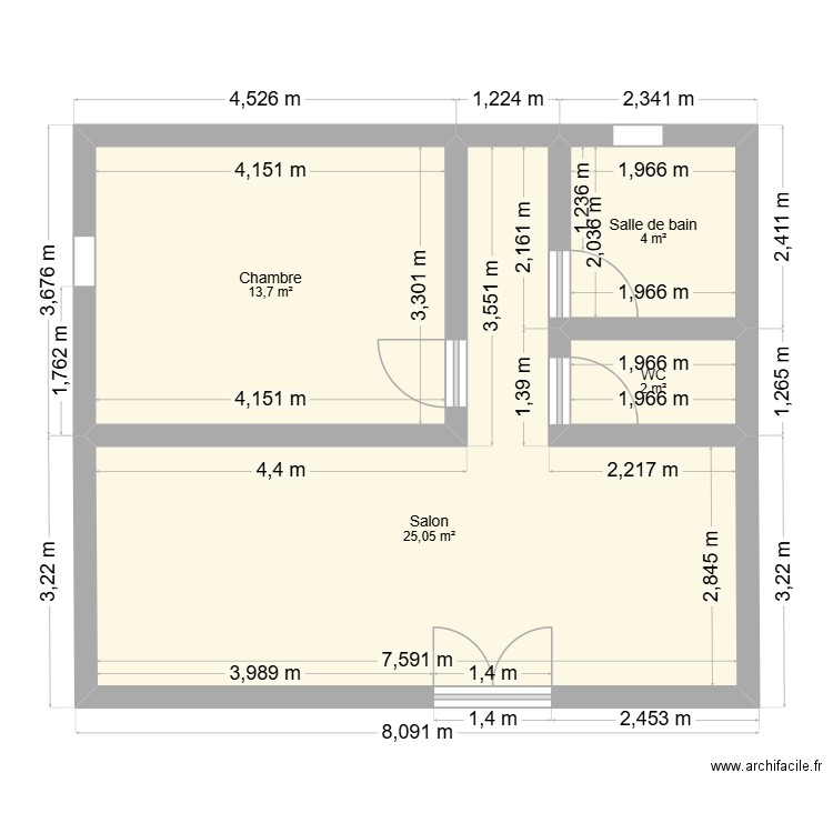 HOME. Plan de 4 pièces et 45 m2