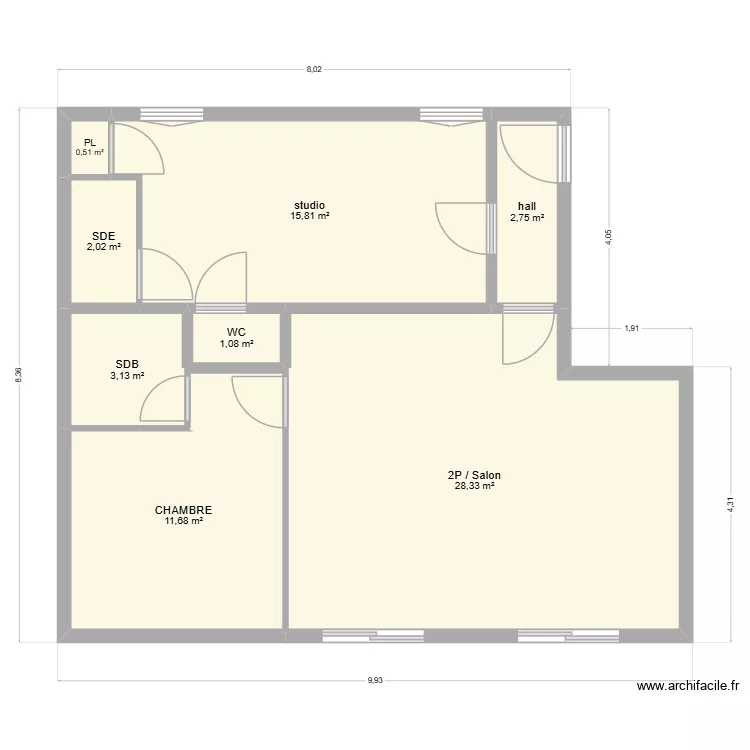 ICHANE 2 - Corbeil. Plan de 8  et 65 m²