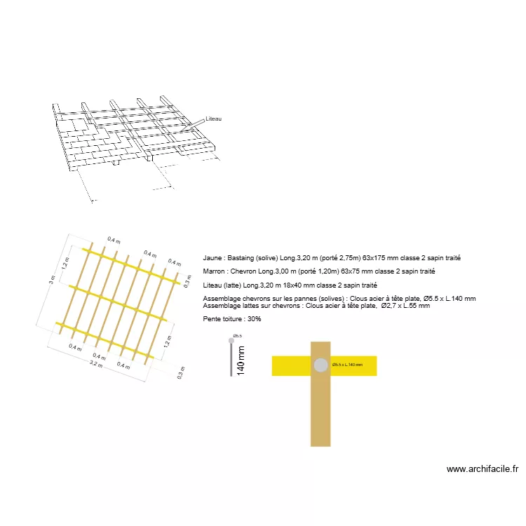 charpente Clichy sous Bois. Plan de 