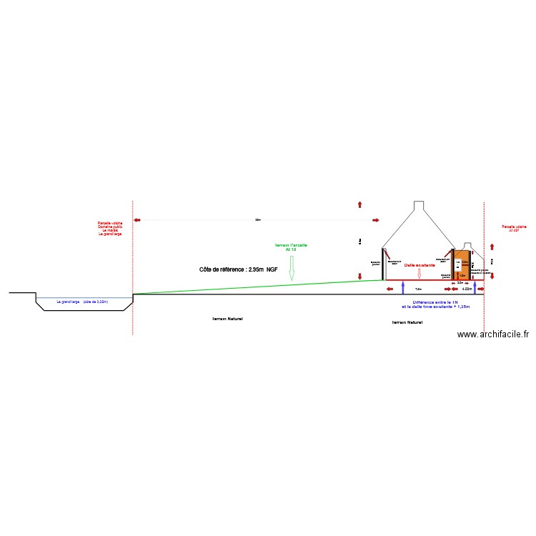 VU EN COUPE. Plan de 0 pièce et 0 m2