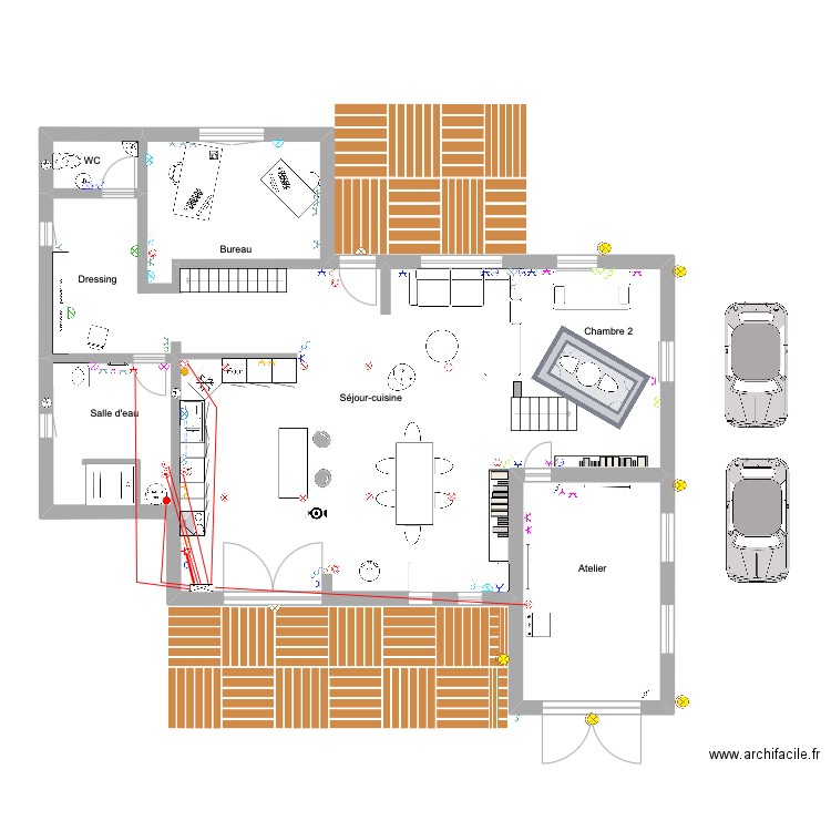schéma architectural prises rdc. Plan de 6 pièces et 270 m2