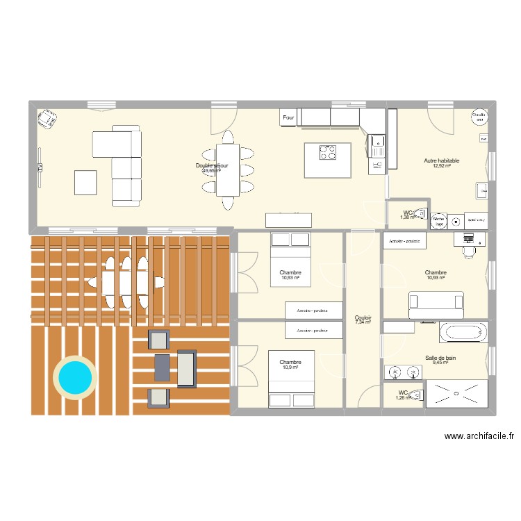 BICHON3. Plan de 10 pièces et 232 m2