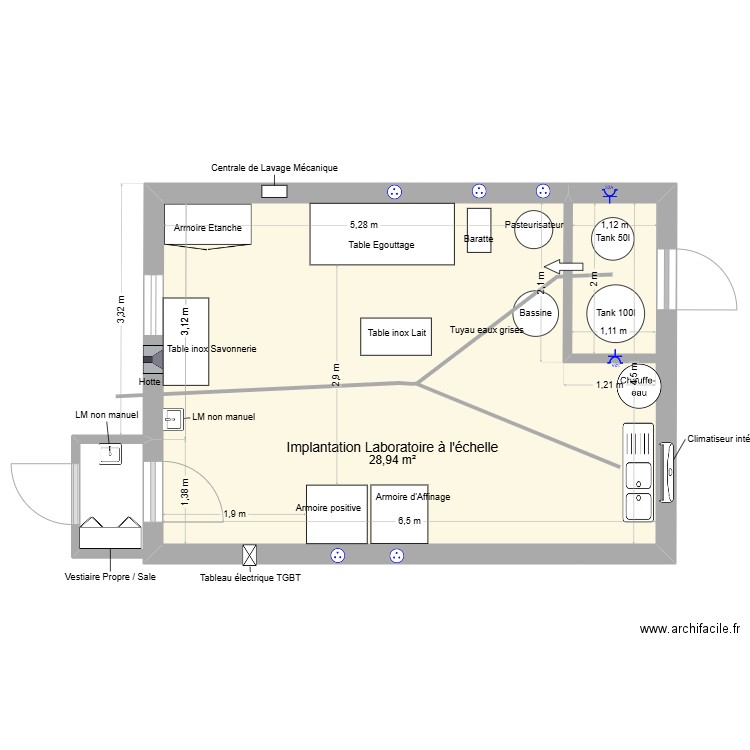 LABO 1 A jour. Plan de 1 pièce et 29 m2
