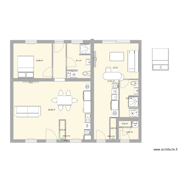 ardic rch. Plan de 9 pièces et 83 m2