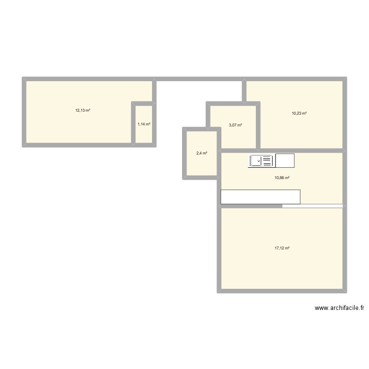 appart. Plan de 7 pièces et 57 m2