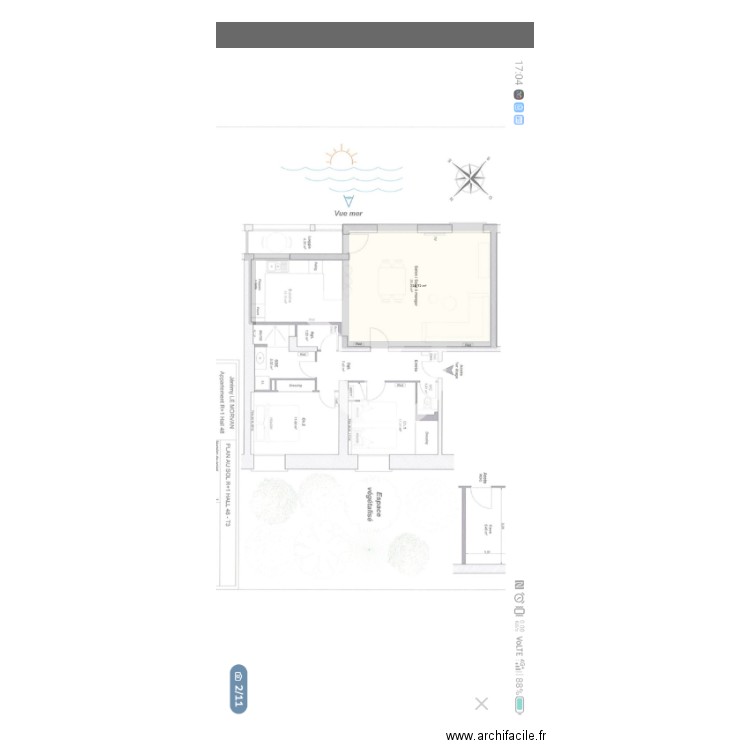 De la salle SALON avec cuisine. Plan de 1 pièce et 32 m2