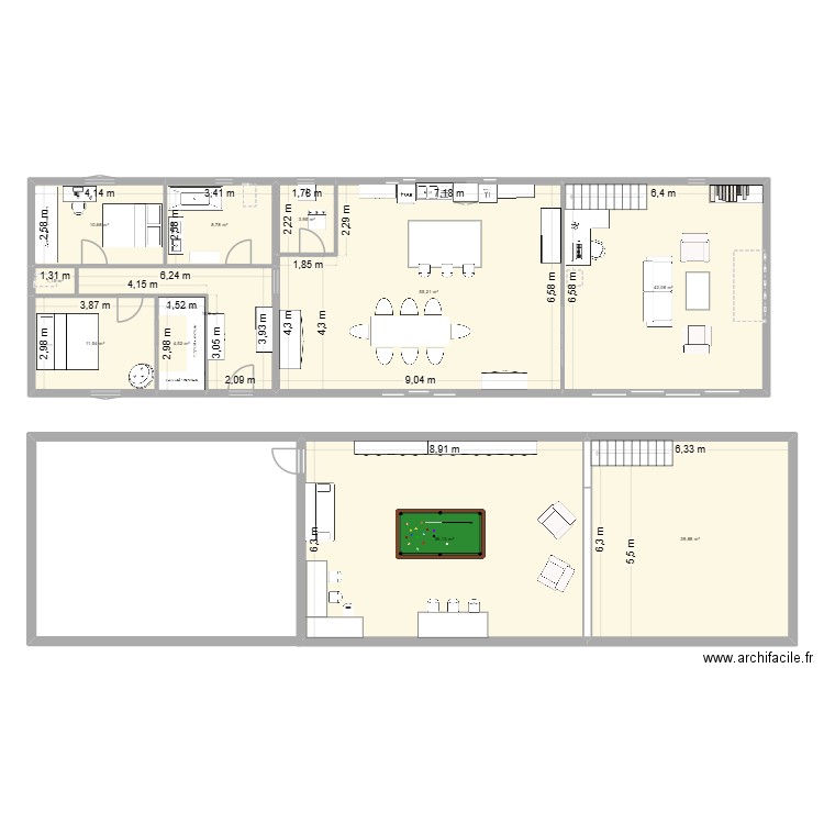 fusion maison sylvain Eva 2. Plan de 11 pièces et 246 m2