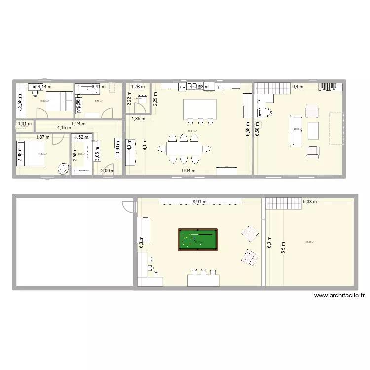 fusion maison sylvain Eva 2. Plan de 11 pièces et 246 m²