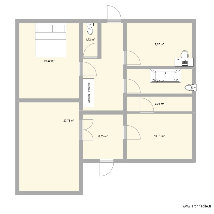 Maison eyguières. Plan de 8 pièces et 79 m2