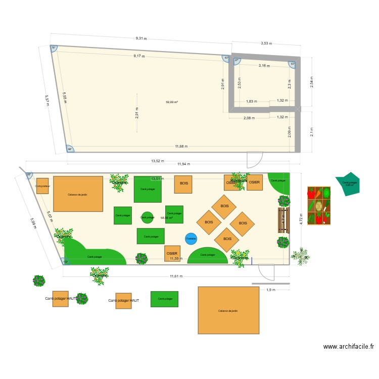 POTAGER 2025 Ter. Plan de 2 pièces et 119 m2