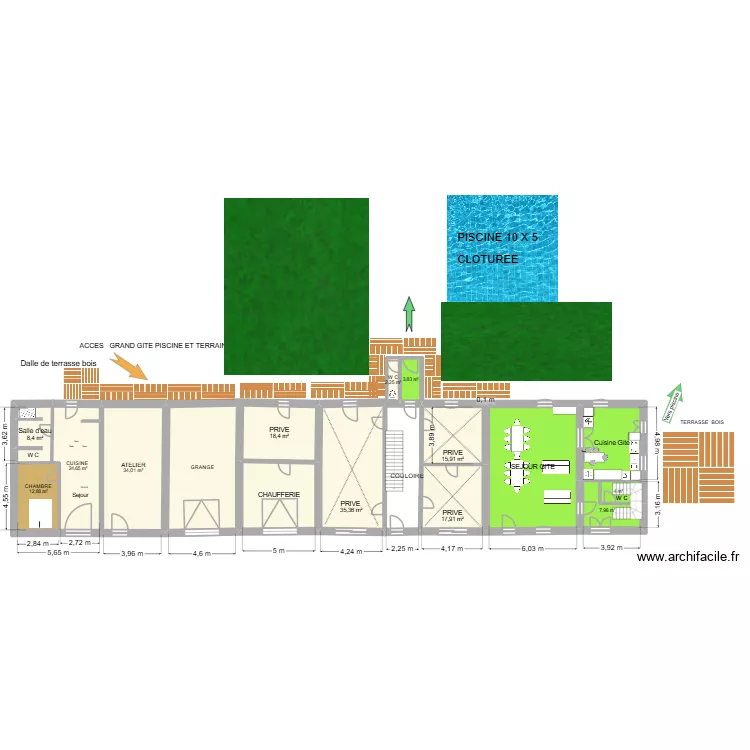 Rez de chauss&eacute;e Freyssinet avec appart-27-01-2026. Plan de 16  et 316 m²