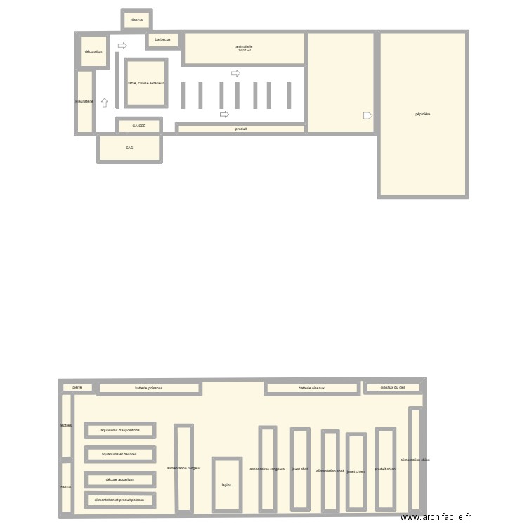 plan de l'entrprise. Plan de 30 pièces et 835 m2