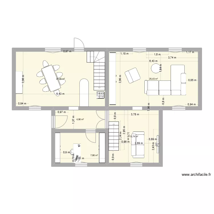 RdC Base Prop3. Plan de 5  et 77 m²