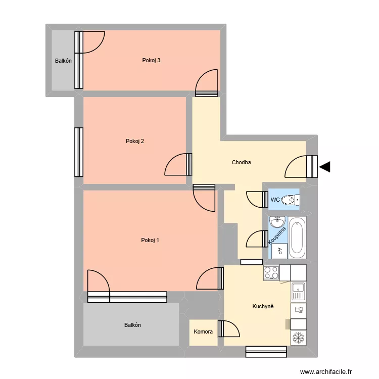 Sokolská třída 2783, byt 8. Plan de 17 et 198 m² Sokolská třída 2783, byt 8. Plan de 17 et 198 m²