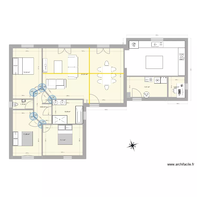 Thib & Pasc V2. Plan de 9  et 96 m²
